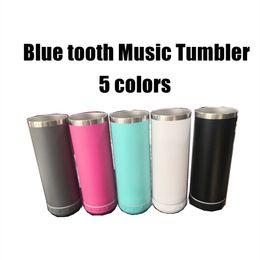 Blue Tooth Wireless Speaker Tumbler 20oz Straight Tumblers Stainless Steel Water Bottle Insulation Coffee Mug with Straw Double Wall Drinking Cup A02