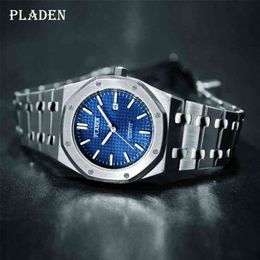 PLADEN Fashion Men Watches Top Brand Luxury Men's Watch Waterproof Stylish Business Stainless Steel Wristwatch Drop 210804