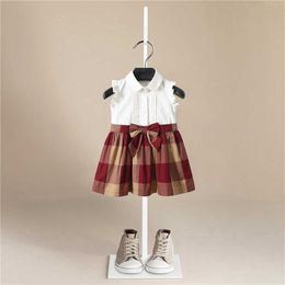 2021 New Girls Summer Dress Kids Clothes Princess Party Sleeveless Child Clothing Wholesale Bulk Vintage Baby Girl Plaid Dresses Q0716