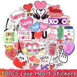 50 PCS LOVE Heart Stickers for Kids DIY Laptop Car Bike Guitar Luggage Waterproof Cute Decal Valentine's Day Gift