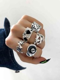 Stillgirl Punk Poker Billiards Rings for Women Funny Goth Kpop Flame Anillos Hip Hop Y2k Korean Fashion Male Couple Gift Jewellery