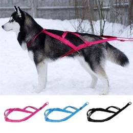 Dog Sled Harness Pet Weight Pulling Harness Mushing X Back Harness For Large Dogs Training Working Exercise Skijoring Scootering 210325