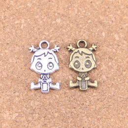 39pcs Antique Silver Bronze Plated baby girl Charms Pendant DIY Necklace Bracelet Bangle Findings 24*13mm