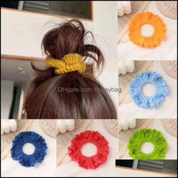 Pony Tails Holder Jewelry Jewelrywoman Wool Ties Girls Scrunchies Hair Aessories Winter Headwear Ponytail Holders Rubber Band Ornaments Drop
