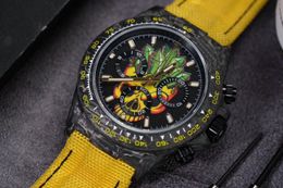 Men's watch WWF montre de luxe Chronograph function carbon fiber case rubber watchband 7750 automatic mechanical movement
