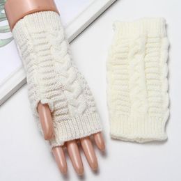 Sports Gloves 1Pair Women Half Finger Winter Soft Warm Wool Knitting Arm Mittens Touch Screen Solid Colour