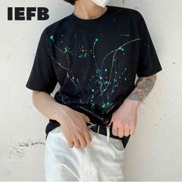 IEFB Fashion Short Sleeve T-shirt Men's Ink Graffiti Printing Loose Half Sleeve Summer Ins Korean Fashion Short Tee Tops 9Y7175 210524