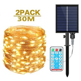 Solar String Lights Outdoor 8 Modes Waterproof Solar Fairy Lights with Remote Control for Patio Yard Christmas Trees Party Decor 211104