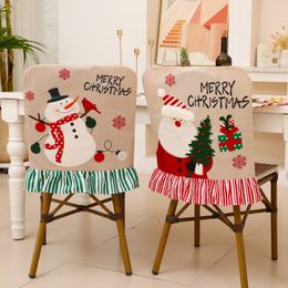 Christmas Decoration Chair Cover Back Case Snowman Reindeer Elk Table Houseware Decorations Party Favor Xmas Supplies YFA3052