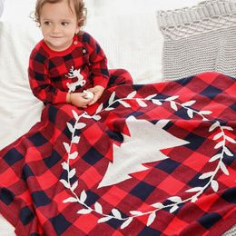 Christmas Trees Infant Baby Boy Girl Grid Knit Blanket Autumn Winter born Quilt Boys Girls Hold 210429