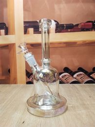 8.9 Inch Hookah Clear Thick Glass Metallic Bong Tobacco Smoking Water Pipe Beaker Bubbler Smoke Pipes Bongs Bottles Dab Rig