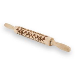 Christmas Rolling Pin Engraved Carved Wood Embossed Rolling Pin Kitchen Tool SCI88 211008