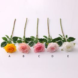 Multi Color Hand Moisturizing Rose Flower Single Stem Good Quality Artificial Flowers for Wedding Decorations W0100