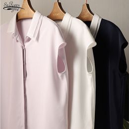 Summer Sleeveless Single Breasted Women Shirts Casual Vintage Turn Down Collar Blouse Plus Size Female Clothing 14238 210508