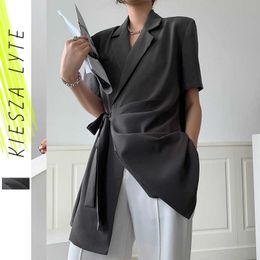 Fashion Summer Women Belt Blazer Dress Casual Office Ladies Notched Collar Mini Work Suit Dresses Female Vestidos Workwear 210608