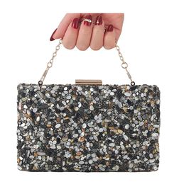 Women's Clutch Bag Wedding Evening Bag Metal Crystal Stone Shoulder Bag Party Dinner Luxury Handbag Small Purse