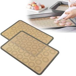 2PCS 42x29.5cm Silicone Macaron Baking Mat Non Stick Silicon Liner Bake Pans And Rolling For Macaroon Pastry Cookie Cake Making 211110