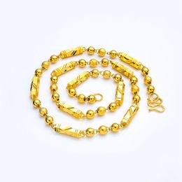 Chains 6mm/7mm/8mm Geometry Beads Chain Necklace Men Yellow Gold Filled Clavicle Fashion Jewellery 60cm Long