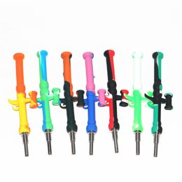 hookahs RPG Silicone Nectar kits Concentrate Smoke Pipe with 10mm GR2 Titanium Tip Dab Straw Oil Rigs for smoking