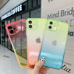 Gradient Anti Shock Airbag Clear Cases Soft TPU Camera Protector Shockproof Cover For iPhone 13 12 11 Pro Max XR XS 7 8 SE2 Plus