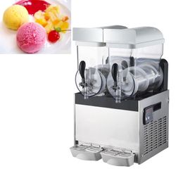 700W Double Tank Slush Machine 15L Ice Cream Maker Snow Melting Machine Commercial Stainless Steel Commercial