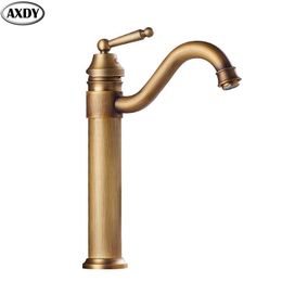 Bathroom Sink Faucets Antique Brass Washbasin Taps Parts Retro Bronze Handlever Mixer Bath Accessory Single Hole Water Tapware