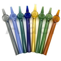 Alaer Coloured Glass Hand Straw Dab Pipe Rig Stick 15.5cm Oil Burner Smoking Accessories Dotted Pipes For Hookahs Water Bongs Mouthpiece