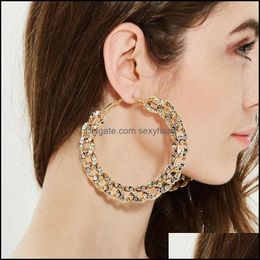 Hoop & Hie Ztech 70Mm Round Acrylic With Crystal Earrings For Women Bijoux Rhinestones Statement Fashion Jewelry Party Gifts Drop Delivery 2