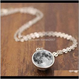 Necklaces & Pendants Jewelryfashion Women Men Double-Sided Grey Full Moon Crescent Glass Ball Pendant Necklace Jewellery Drop Delivery 2021 Eg8