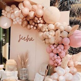 Doubled Dusty Pink Balloon Garland Wedding Decoration Double Blush Nude Ballon Arch Baby Shower DIY Birthday Party Decor 211216