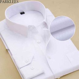 Men's Slim Fit Spread Collar White Drees Shirt Brand Cotton High-quality Chemise Formal Social Office For Men 8XL 210809