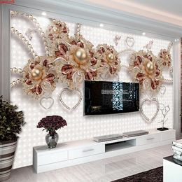 Custom 3D Photo Wallpaper Jewelry Flower Relief Wall Painting European Style Living Room TV Background Art Mural Papel De Paredegood quatity