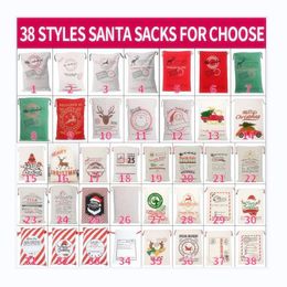 Christmas Canvas Christma Santas Bag Large Drawstring Candy Claus Bags Xmas Gift Santa Sacks For Festival Decoration