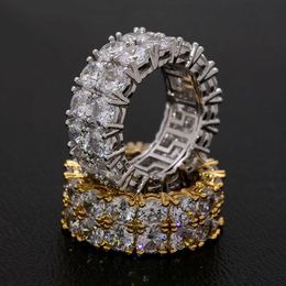 Bling Big Zircon Stone Gold Silver Color Hip Hop RIngs for Women Man Fashion Wedding Engagement Jewelry Best Gift 2019 X0715