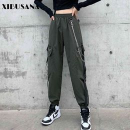 Women Cargo Pants Spring Autumn Fashion Female High Waist Harem Pant Casual Loose BF Streetwear Harajuku Straight Trousers 210423