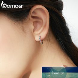 bamoer Rainbow Colour Half Hoop Earrings for Women Real 925 Sterling Silver CZ Wedding Enagement Statement Jewellery SCE837 Factory price expert design Quality Latest