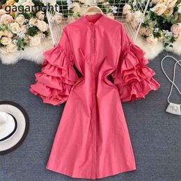 Elegant Women Maxi Shirt Dress Long Sleeve Office Lady Fashion Show Holiday Dresses Chic Robe Girls Spring Summer 210601