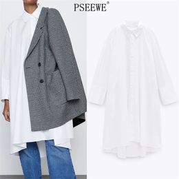 Women Shirts Oversize Long White Shirt Woman Plus Size Button Up Sleeve Top Female Harajuku Chic Blouses 210519