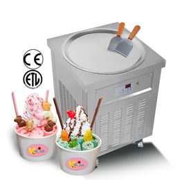 Free shipment ETL CE Kitchen Equipment Franchise single round 55cm pan ROLL ICE CREAM MACHINE with refrigerant