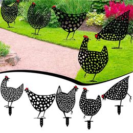 newChicken Yard Art Garden Decorations Statues Backyard Lawn Stakes Acrylic Hen Yards Decor Gift Gardens Decoration Outdoor Ornaments EWD639