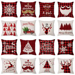 22 Colours decorative pillow covers for christmas Halloween linen pillows 45*45CM custom Santa printed tree bed soft bag pillowcase Cushion