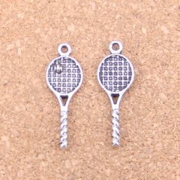 120pcs Antique Silver Bronze Plated tennis racket Charms Pendant DIY Necklace Bracelet Bangle Findings 30*10mm