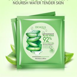 2022 BIOAQUA Natural Aloe Vera Gel Face Mask Moisturizing Oil Control Wrapped Shrink Pores Facial Masks Cosmetic Skin Care