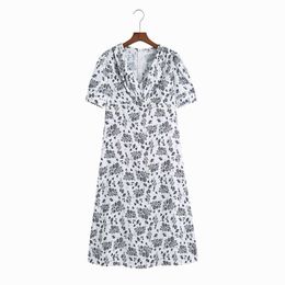 Women Summer Dress Fashion Short Sleeve Modern Lady Midi Sundress in Floral Prints 210602
