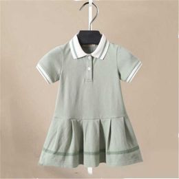 Baby Girl Dress with Turndown Collar Summer Vestidos Striped Cotton Kids Brand Party Dresses for Girls Clothes Casual Dress Q0716