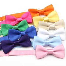 Bow Ties Light Candy Colour Kids Tie Pink Beige Blue Satin Child Pet Small Butterfly Wedding Party Dinner Cravat Accessory Gift