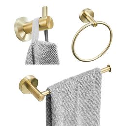 Hochwertiges rostfreies Badezimmer-Accessoires Set 304 Edelstahl gebürstete Gold Robe Haken Handtuch Ring Bar Toilettenpapierhalter Gewebegestell