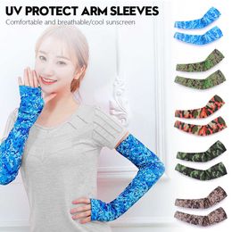 Cooling Ice Silk Arm Sleeves Camouflage Driving Golf Running UPF 50 Compression Elbow Brace for Unisex Basebal Football Cycling