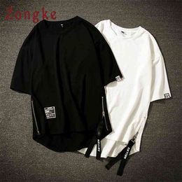 Zongke White T Shirt Men Tshirt Men T Shirt Harajuku Vintage T-Shirt Men Clothes Streetwear Hip Hop Summer Top 5XL 210726