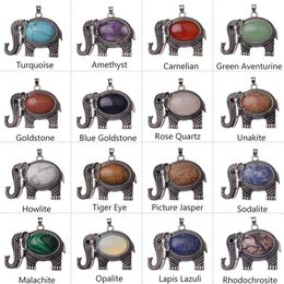 Elephant Gemstone Jewellery Pendant Silver Plated Cute Necklace Men and Women Simple 12pcs